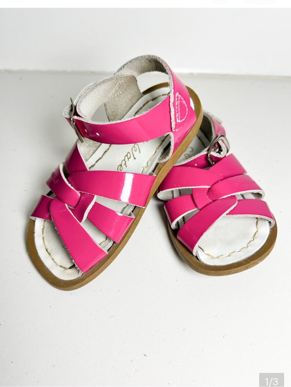 Salt Water Sandals Toddler Girls Size 8 Pink Leather Strappy Sandals